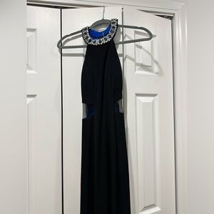 Sequin Hearts Black Halter Prom Dresss